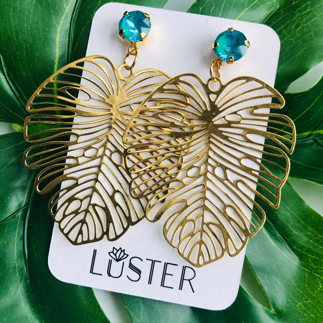 Large Monstera Lightweight Statement Earrings